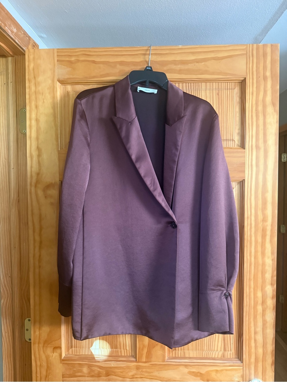 Mango Satin Plum Blazer